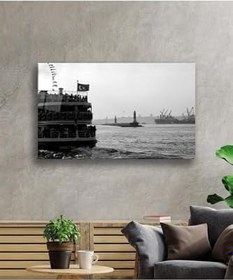 Resim Deniz Vapur Cam Tablo 4mm Dayanıklı Temperli Cam Sea Steamer Glass Wall Art 