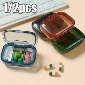 Resim 1/2 adet Taşınabilir Mini İlaç Düzenleyici Kutu - Günlük ve Haftalık İlaç Bölücü, Toz Geçirmez Kompakt Tasarım Seyahat, İş ve Geziler için, Dayanıklı Plastik Malzeme, Şeffaf Bölümler, Kompakt İlaç Kutusu, Görünür İlaç Saklama 