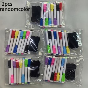 Resim 2 adet Manyetik Silgi ile Renkli Kuru Silgi Beyaz Tahta Kalemleri - 8 Canlı Renk (Pembe, Sarı, Yeşil, Mavi, Mor, Kırmızı), Orta Nokta - Ofis, Takvim, Buzdolabı için İdeal - Yaratıcı Tatil Hediyesi 