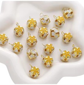 Resim Çiçekli Kulplu Çan, Hayvan Tasma Zili, Amigurumi Zili, Kına Gecesi Tef Yapımı Zili 20 Adet Sarı 