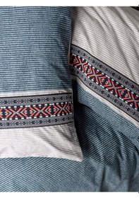 Resim Cotton Box Folk Art Tek Kişilik Nevresim Takımı Polku Gri 