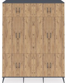 Resim Hyperion Gardrop 10 Raflı 12 Kapaklı 2 Askılı 176x44x221 Antrasit-çam/aytaşı Çam/aytaşı 