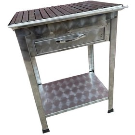 Resim Paslanmaz Köfteci Mangalı Çekmeceli 28 X 50 Cm Sehpalı 