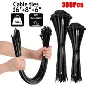 Resim 100 adet Siyah Kablo Bağları - 4 Boyut (10.01cm, 19.99cm, 30.0cm, 40.41cm) - Yüksek Çekme Dayanımı, UV Dirençli, Kendi Kendine Kilitli Ev & Ofis Kablo Yönetimi için 