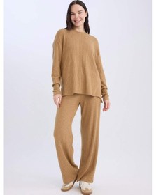 Resim DeFacto Pantolon Traditional Flare Fit Düz Paça Fitilli Kaşkorse D6050AX24AUBG706 