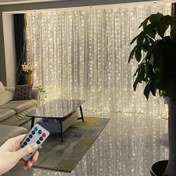 Resim Uzaktan Kumandalı 8 Modlu USB Güçlü LED Peri Işıkları - Sıcak Beyaz ve Çok Renkli Perde Işık Zinciri Noel, Yeni Yıl, Bayram, Ramazan, Sevgililer Günü, Düğünler, Yatak Odası Dekoru için 