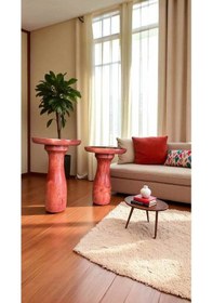 Resim Doğal Masif Ahşap Yan Sehpa 2 Li Set Maun Renk Zigon Ve Fiskos Sehpa Kahverengi 