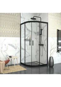 Resim Tekno Duş Black Orion 6mm Şeffaf Cam Oval Duşakabin Şeffaf 