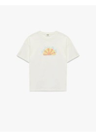 Resim Koton Nakışlı Pamuklu Ekru Kız Çocuk T-shirt 6skg10022ak Ekru 
