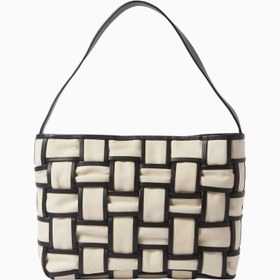 Resim Tuval Deseni Kenarlı Dokuma Mini Tote Çanta, Şık & Fonksiyonel, Sığır Derisi - Krem 