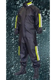 Resim Premium Motorcu Kurye Yağmurluk Takım Su Geçirmez Pvc Kumaş Reflektörlü Tübitak Onaylı - Siyah Sİyah 