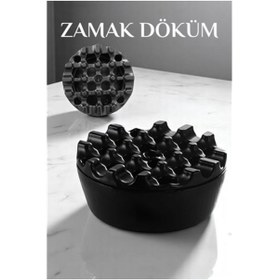 Resim ModaCar Kapaklı Zamak Döküm Yuvarlak Küllük Metal Kül Tablası - Kafe Küllüğü SİYAH 
