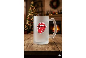 Resim Sartre Art Dil Çıkaran Tasarıımlı Buzlu Cam Bira Bira Bardağı 