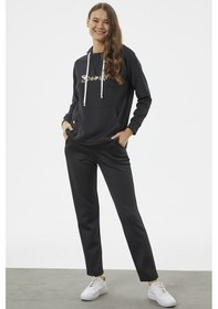 Resim Kanguru Cepli Dalgıç Kumaş Eşofman Takım - Siyah 001 