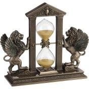 Resim Veronese Collection Kum Saatli Çift Aslan Figürü 21CM 