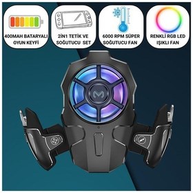 Resim Coofbe Profesyonel Turbo Fan 4000mah 6000rpm 2in1 Ayarlanabilir Tetik Telefon Soğutucu Radyatör 3 Kademeli 
