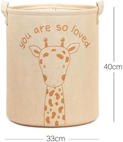 Resim Ocean Home Textile Çocuk Odası Sevimli Zürafa Jüt Dokuma Kumaş Oyuncak Sepeti 33 x 40 cm 