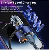 Resim Honeybeeshop Toocki Siyah 60w Usb Araba Sarj Cihazi Hizli Sarj 4 0 3 0 İphone Uyumlu 15 14 Samsung S23 Xiaomi Icin Tip C Kablolu 