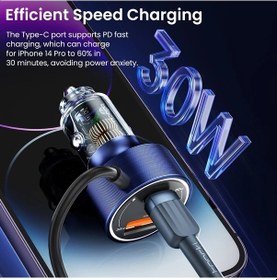Resim Honeybeeshop Toocki Siyah 60w Usb Araba Sarj Cihazi Hizli Sarj 4 0 3 0 İphone Uyumlu 15 14 Samsung S23 Xiaomi Icin Tip C Kablolu 
