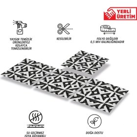 Resim Kendinden Yapışkanlı Silinebilir Mermer 008 Desenli Pvc Karo 30X30 cm (33 Adet) 3m2 