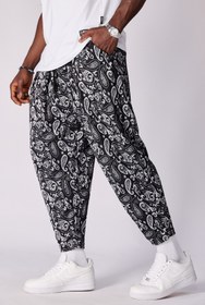 Resim Superbluemexico Unisex Jakar Desenli Pileli Şalvar Pantolon 