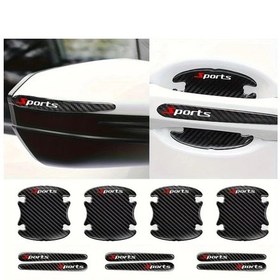 Resim Dashanshop 10lu Karbon Fiber Desenli Kapı Koruması Çizilmez Otomobil Tutacak Film Seti 