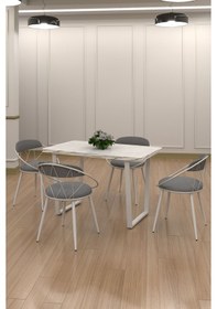 Resim Kagu Mdf Masa Sandalye Beyaz Ms Kaz Siyah 