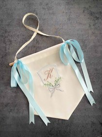 Resim Kişiye Özel İsimli Keten Banner / Kapı Süsü Çelenk - Bebek İsmi 