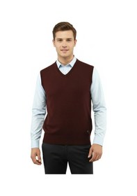Resim Çizgi Triko Erkek V Yaka Süveter Çelik Örgü Regular Kalıp 5200h Bgl-st04962 Bordo 