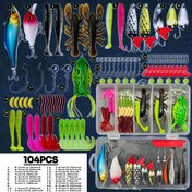 Resim 104 Parça Ultimate Balıkçılık Yem Seti: Simli Yumuşak Yemler, Minnow & Spinner Yemler ile Crankbaits, Solucan Jig'ler - Tüm Sular İçin Çok Yönlü 