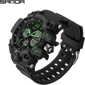 Resim Hanyang 6030 Erkekler Siyah Yeşil Sanda Erkekler Askeri Saatler G Stil Beyaz Spor Izle LED Dijital 50 M Su Geçirmez Izle S Şok Erkek Saat Relogio Masculino (Yurt Dışından) 