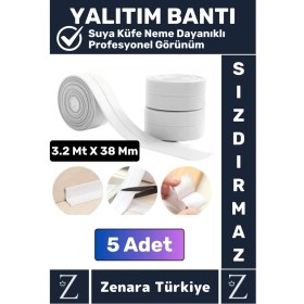 Resim Premium Uzun Ömürlü Suya Neme Küfe Dayanıklı Mutfak Lavabo Pencere Kenar Yalıtım Bandı 3.2 mt x 5 Ad 