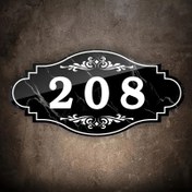 Resim Şık Siyah ve Beyaz Akrilik Ev Numarası Tabelası: Kolay Kurulum, Beyaz Rakamlı Mermer Siyah Arka Plan, Oteller ve Daireler İçin Uygundur 