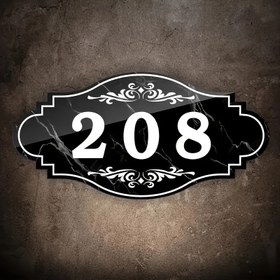 Resim Şık Siyah ve Beyaz Akrilik Ev Numarası Tabelası: Kolay Kurulum, Beyaz Rakamlı Mermer Siyah Arka Plan, Oteller ve Daireler İçin Uygundur 