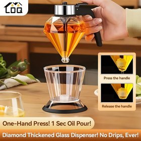 Resim LDQ 200ml Damlamayan Cam Bal Dispanseri - Elmas Geometrik Desenli, Siyah & Şeffaf Tasarım, Dayanıklı Plastik ve Cam Yapı, Mutfak, Kamp, Yemek İçin İdeal - Şurup, Sos, Bal Saklama için Mükemmel 