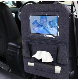 Resim Glanz Araç Koltuk Arkası Organizer Koyu Gri Oto Tablet Telefon Tutucu Araba İçi Düzenleyici 