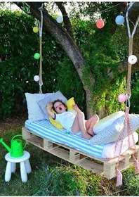Resim Bamena Wood Foyer Ahşap Salıncak 