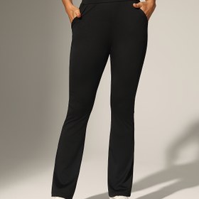Resim Kadınların Yüksek Beli Flare Pantolonları - Esnek, Rahat ve Şık Tüm Mevsimler İçin, Rahat Spor Stili, Siyah, Tüm Mevsim Giyim, Yüksek Bel Tayt 
