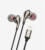 Resim Mu Art Ahşap Linktech E82 Lightning Stereo Kulak İçi Kablolu Kulaklık Siyah 