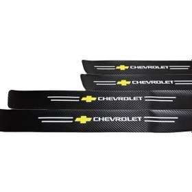 Resim Chevrolet Logolu Karbon Kapı Eşiği Koruyucu Bant Folyo 4'lü Set 