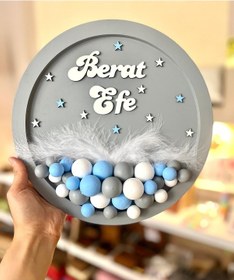 Resim Erkek Bebek Kapı Süsü-balonlu Bubble Kapı Süsü- Bej 