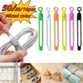 Resim 50/20/10 adet Premium Yeniden Kullanılabilir Kablo Düzenleyici Tel Sarıcı - Çok Fonksiyonlu Depolama Çantası ile Bağlantılar, Bükümler ve Klipsler ile Tel Yönetimi, Gıda Depolama, Kulaklık Kablo Düzenleyici - Dayanıklı, Esnek ve Kullanımı Kolay, Kablo Bağları, Büküm Bağları, Çok Yönlü Düzenleyici, Çok Fonksiyonlu Tasarım, Kolay Kullanım Tasarımı 