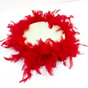 Resim Evsay Kına Gecesi Kına Tefi Tüy Süslemeli Ahşap Tef Def Otrişli Kırmızı 