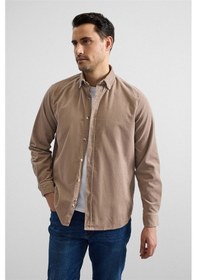 Resim Süvari Bej Regular Düğmeli Yaka Casual Gömlek Gm2008000242-bj3 Bej 