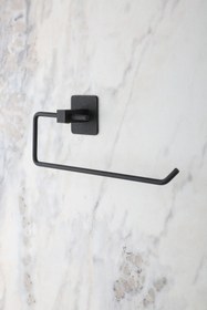 Resim MultiStore Kare Yapışkanlı Siyah Kağıt Rulo Havluluk, Peçetelik, Delmeden Yapışkanlı Tasarım, Banyo Askısı 