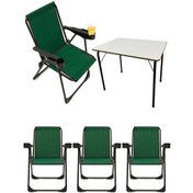 Resim Silva 4 Adet Kamp Sandalyesi Bardaklıklı Lüks Yeşil + MDF Masa Yeşil 