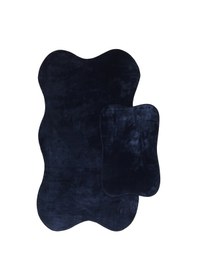 Resim Anatolia 2'li Lacivert 80x140 + 50x70 Cm Büyük Ebat Banyo Paspası Lacivert 