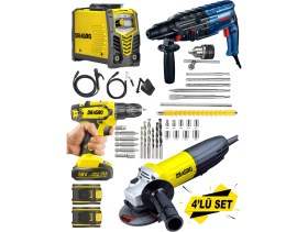 Resim Dragro Alman 4'lü Eko Usta Set Invertör Kaynak Kırıcı Delici Şarjlı Matkap Spiral 