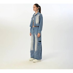 Resim Loco Loco 09-15 Yaş Kız Çocuk Cepli Gabardin Pantolon - Mavi 