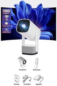 Resim iHome Taşınabilir Powerbankli 4K Destekli 1080P Android Sistemli Sinema Projeksiyon Cihazı 